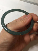 Load image into Gallery viewer, 57mm Certified Type A 100% Natural icy watery deep sea dark green/blue/gray/black slim round cut Guatemala Jadeite bangle AU66-7055