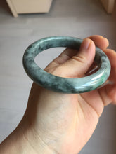 Load image into Gallery viewer, 55.8mm Certified Type A 100% Natural dark green gray black Jadeite bangle PD136-6286