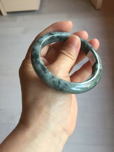 Load image into Gallery viewer, 55.8mm Certified Type A 100% Natural dark green gray black Jadeite bangle PD136-6286