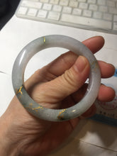 Load image into Gallery viewer, 55mm 100% Natural type A green white green floating flowers carved and golden-painted Jadeite Jade bangle PA168-2337