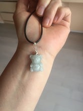 Load image into Gallery viewer, Type A 100% Natural light green white purple jadeite jade cute baby bear pendant AA65