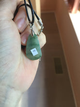 Load image into Gallery viewer, 100% Natural type A icy watery dark green/black/gary with green flying flowers Jadeite Jade belssed melon pendant PC124-3