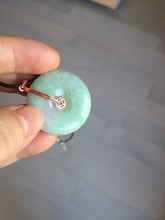 Load image into Gallery viewer, 29.8mm Type A 100% Natural suny green purple yellow(FU LU SHOU, 福禄寿) Jadeite Safety Guardian Button donuts pendant PD185