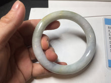 Load image into Gallery viewer, 58.5mm certified Type A 100% Natural light green yellow purple chubby round cut Jadeite Jade bangle Y168-3701