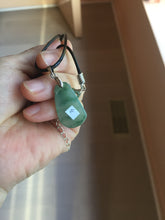 Load image into Gallery viewer, 100% Natural type A icy watery dark green/black/gary with green flying flowers Jadeite Jade belssed melon pendant PC124-3