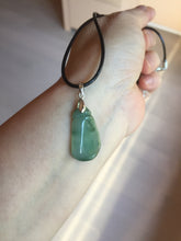 Load image into Gallery viewer, 100% Natural type A icy watery dark green/black/gary with green flying flowers Jadeite Jade belssed melon pendant PC124-3