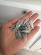 Load image into Gallery viewer, 100% Natural type A icy purple/green/white wolf fang Jadeite Jade pendant AX24