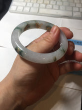 Load image into Gallery viewer, 55mm 100% Natural type A green white green floating flowers carved and golden-painted Jadeite Jade bangle PA168-2337