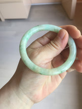 Load image into Gallery viewer, 54mm Certified Type A 100% Natural fresh light green yellow with sunny green flying flowers round cut Jadeite Jade bangle C91-2827