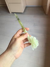 Load image into Gallery viewer, 17.5cm 100% Natural light green Xiu Jade Serpentine vantage carved peony hairpin AW24