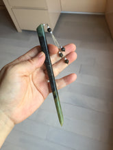 Load image into Gallery viewer, 15cm 100% Natural light green black gray blue Xiu Jade Serpentine hairpin AW33
