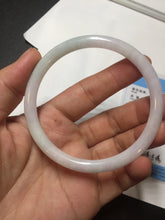Load image into Gallery viewer, 58mm certified 100% natural type A light green/purple/white slim round cut jadeite jade bangle BN50-3117