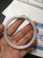 Load image into Gallery viewer, 58mm certified 100% natural type A light green/purple/white slim round cut jadeite jade bangle BN50-3117