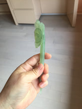 Load image into Gallery viewer, 16cm 100% Natural light green Xiu Jade Serpentine vantage carved lily hairpin AW23