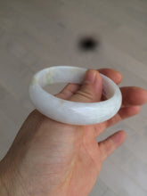 Load image into Gallery viewer, 50mm Certified Type A 100% Natural sunny green/white Jadeite Jade oval bangle BF26-1484