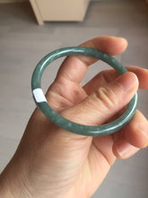 Load image into Gallery viewer, 56.5mm Certified Type A 100% Natural icy watery green/blue/black/gray slim round cut Guatemala Jadeite bangle PB14-5629