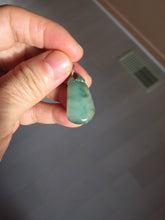 Load image into Gallery viewer, 100% Natural type A icy watery dark green/black/gary with green flying flowers Jadeite Jade belssed melon pendant PC124-3