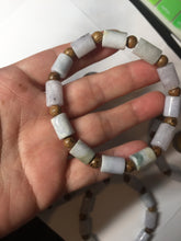 Load image into Gallery viewer, 100% natural type A green/purple jadeite jade  beads bracelet group BK56
