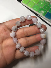 Load image into Gallery viewer, 100% natural type A icy white/purple jadeite jade beads bracelet BK57