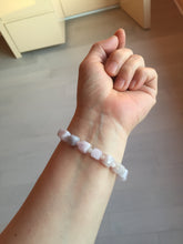 Load image into Gallery viewer, 100% natural type A icy white/purple jadeite jade beads bracelet BK57