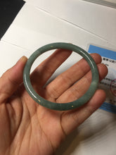 Load image into Gallery viewer, 55.3mm Certified Type A 100% Natural deep sea dark green/blue/gray/black slim round cut Guatemala Jadeite bangle AU73-3812
