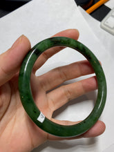 Load image into Gallery viewer, 62mm certified 100% Natural dark green/black round cut nephrite (碧玉) bangle HN20-9149
