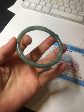 Load image into Gallery viewer, 55.3mm Certified Type A 100% Natural deep sea dark green/blue/gray/black slim round cut Guatemala Jadeite bangle AU73-3812