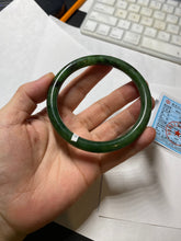 Load image into Gallery viewer, 62mm certified 100% Natural dark green/black round cut nephrite (碧玉) bangle HN20-9149