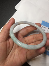 Load image into Gallery viewer, 58mm certified 100% natural type A light green/purple/white slim round cut jadeite jade bangle BN52-3126