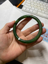 Load image into Gallery viewer, 62mm certified 100% Natural dark green/black round cut nephrite (碧玉) bangle HN20-9149