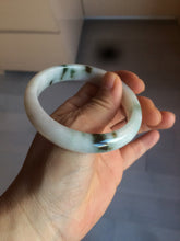 Load image into Gallery viewer, 56.5mm certified type A 100% Natural dark green/white jadeite jade bangle BG75-1837