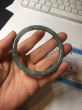 Load image into Gallery viewer, 55.3mm Certified Type A 100% Natural deep sea dark green/blue/gray/black slim round cut Guatemala Jadeite bangle AU73-3812