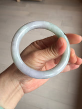 Load image into Gallery viewer, 58.5mm certified type A 100% Natural sunny green/purple round cut Jadeite Jade bangle BM84-0022