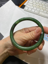 Load image into Gallery viewer, 62mm certified 100% Natural dark green/black round cut nephrite (碧玉) bangle HN20-9149