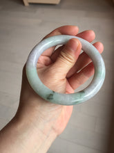 Load image into Gallery viewer, 58.5mm certified type A 100% Natural sunny green/purple round cut Jadeite Jade bangle BM84-0022