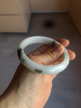 Load image into Gallery viewer, 56.5mm certified type A 100% Natural dark green/white jadeite jade bangle BG75-1837