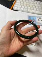Load image into Gallery viewer, 62mm certified 100% Natural dark green/black round cut nephrite (碧玉) bangle HN21-9155