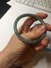 Load image into Gallery viewer, 55.3mm Certified Type A 100% Natural deep sea dark green/blue/gray/black slim round cut Guatemala Jadeite bangle AU73-3812