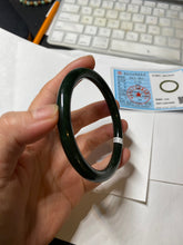 Load image into Gallery viewer, 62mm certified 100% Natural dark green/black round cut nephrite (碧玉) bangle HN21-9155
