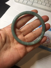 Load image into Gallery viewer, 55.3mm Certified Type A 100% Natural deep sea dark green/blue/gray/black slim round cut Guatemala Jadeite bangle AU73-3812