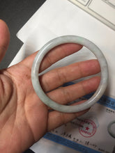 Load image into Gallery viewer, 58mm certified 100% natural type A light green/purple/white slim round cut jadeite jade bangle BN52-3126