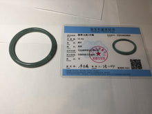 Load image into Gallery viewer, 55mm Certified Type A 100% Natural deep sea dark green/blue/gray/black slim round cut Guatemala Jadeite bangle AU74-3803