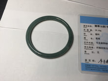 Load image into Gallery viewer, 55mm Certified Type A 100% Natural deep sea dark green/blue/gray/black slim round cut Guatemala Jadeite bangle AU74-3803