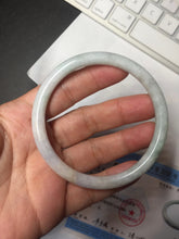 Load image into Gallery viewer, 58mm certified 100% natural type A light green/purple/white slim round cut jadeite jade bangle BN52-3126