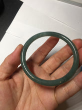 Load image into Gallery viewer, 55mm Certified Type A 100% Natural deep sea dark green/blue/gray/black slim round cut Guatemala Jadeite bangle AU74-3803
