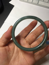 Load image into Gallery viewer, 55mm Certified Type A 100% Natural deep sea dark green/blue/gray/black slim round cut Guatemala Jadeite bangle AU74-3803