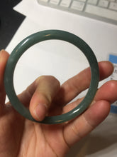 Load image into Gallery viewer, 55mm Certified Type A 100% Natural deep sea dark green/blue/gray/black slim round cut Guatemala Jadeite bangle AU74-3803