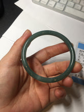 Load image into Gallery viewer, 55mm Certified Type A 100% Natural deep sea dark green/blue/gray/black slim round cut Guatemala Jadeite bangle AU74-3803