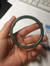 Load image into Gallery viewer, 55mm Certified Type A 100% Natural deep sea dark green/blue/gray/black slim round cut Guatemala Jadeite bangle AU74-3803