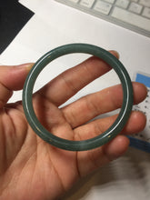 Load image into Gallery viewer, 55mm Certified Type A 100% Natural deep sea dark green/blue/gray/black slim round cut Guatemala Jadeite bangle AU74-3803